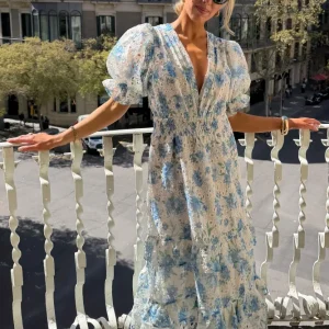 Nanni Flower Maxi Dress – Blue Flower
