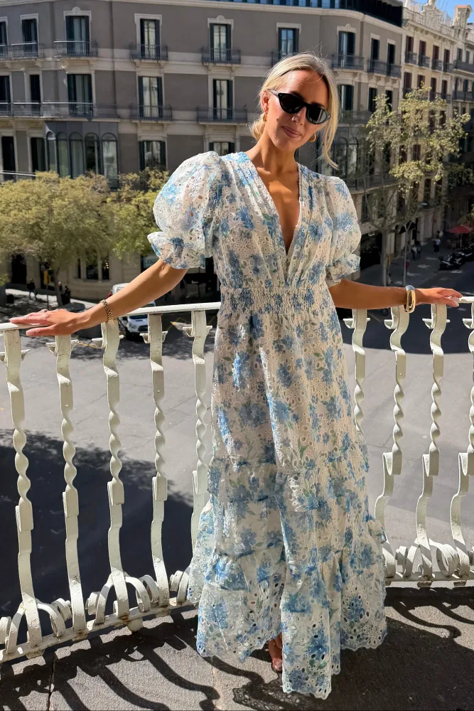 Nanni Flower Maxi Dress - Blue Flower