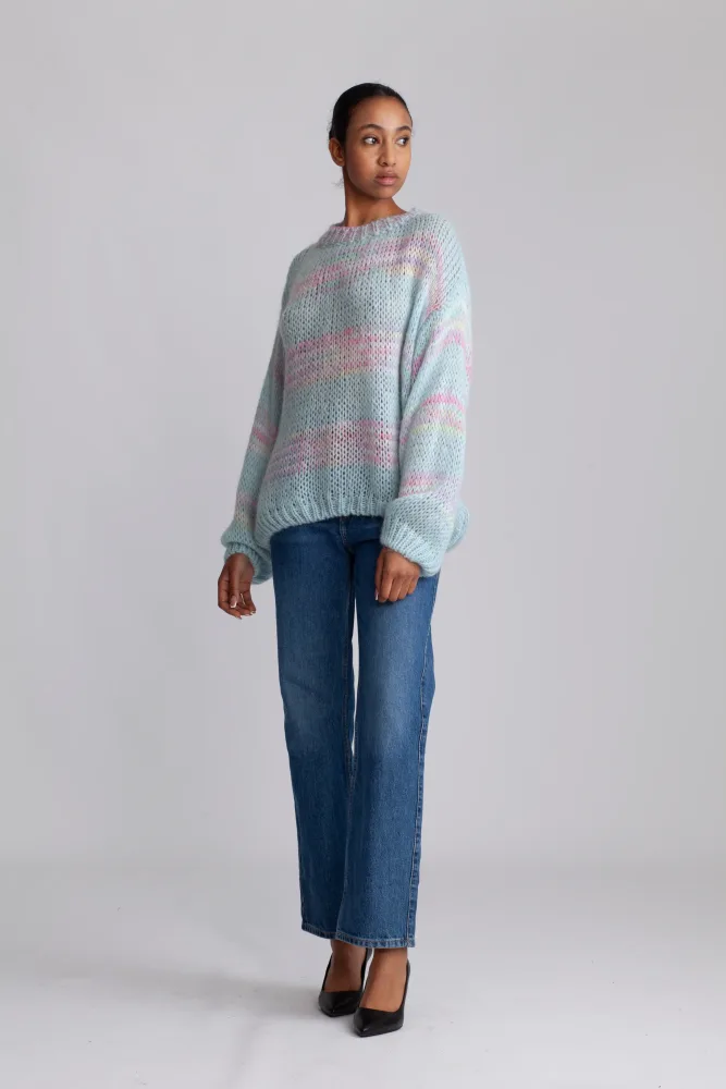Shilo L/S Knit Jumper - Blue/Pink Rainbow - Bilde 3