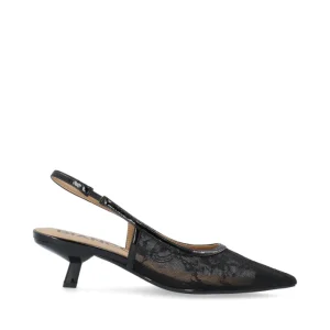 Biakristin Kitten Heel Slingback Mesh – Black Lace