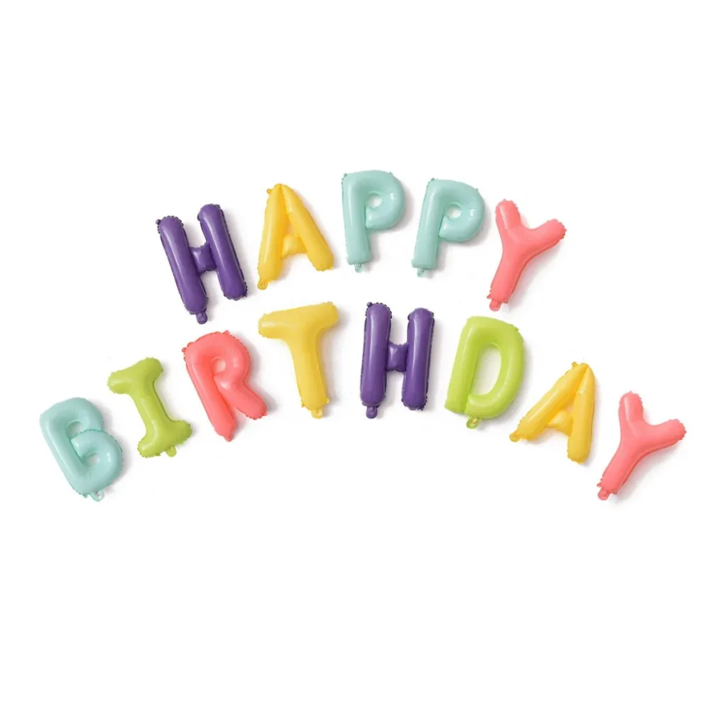 Folieballonger, 270cm Happy Birthday – Pastell