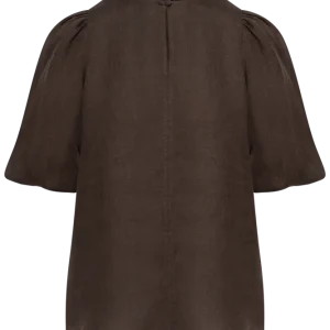 Anna Linen Top – Dark Brown