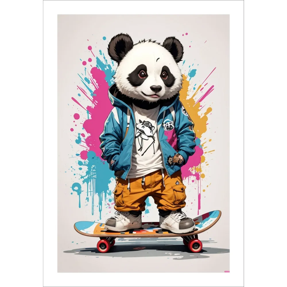 SKATING PANDA No9 - PLAKAT OG LERRET