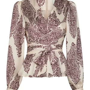 Rista Paisley Drop Blouse – Burgundy