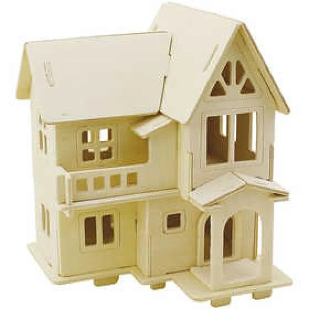3D konstruksjonsfigur – Hus med Altan, 15,8×17,5×19,5cm