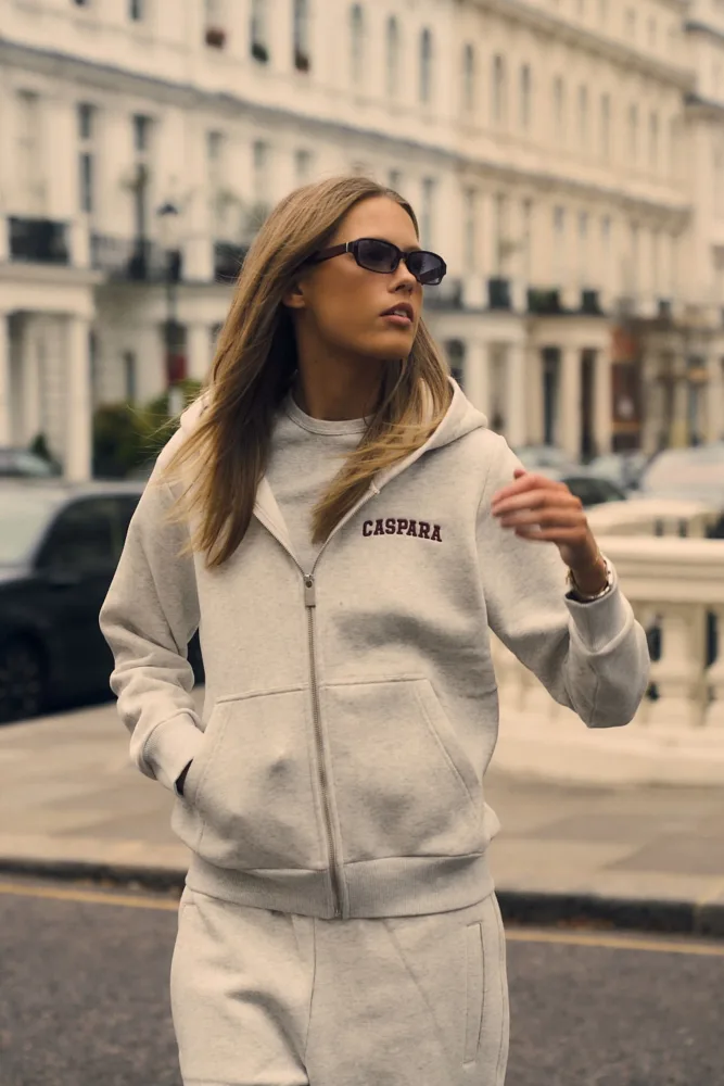 W. Varsity Zip Hoodie - Grey/Burgundy - Bilde 2