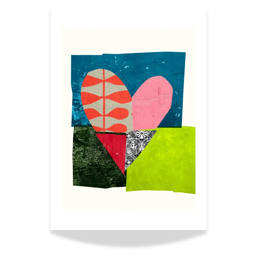 COLORFUL HEART COLLAGE No3 – ABSTRAKT KUNSTPLAKAT