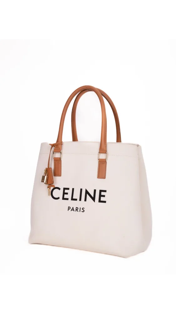 Céline Canvas Tote Bag - White - Bilde 3
