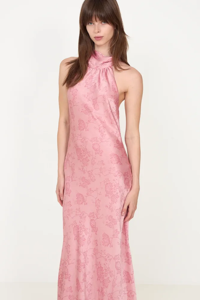Fiona Pattern Satin Dress - Light Pink - Bilde 3