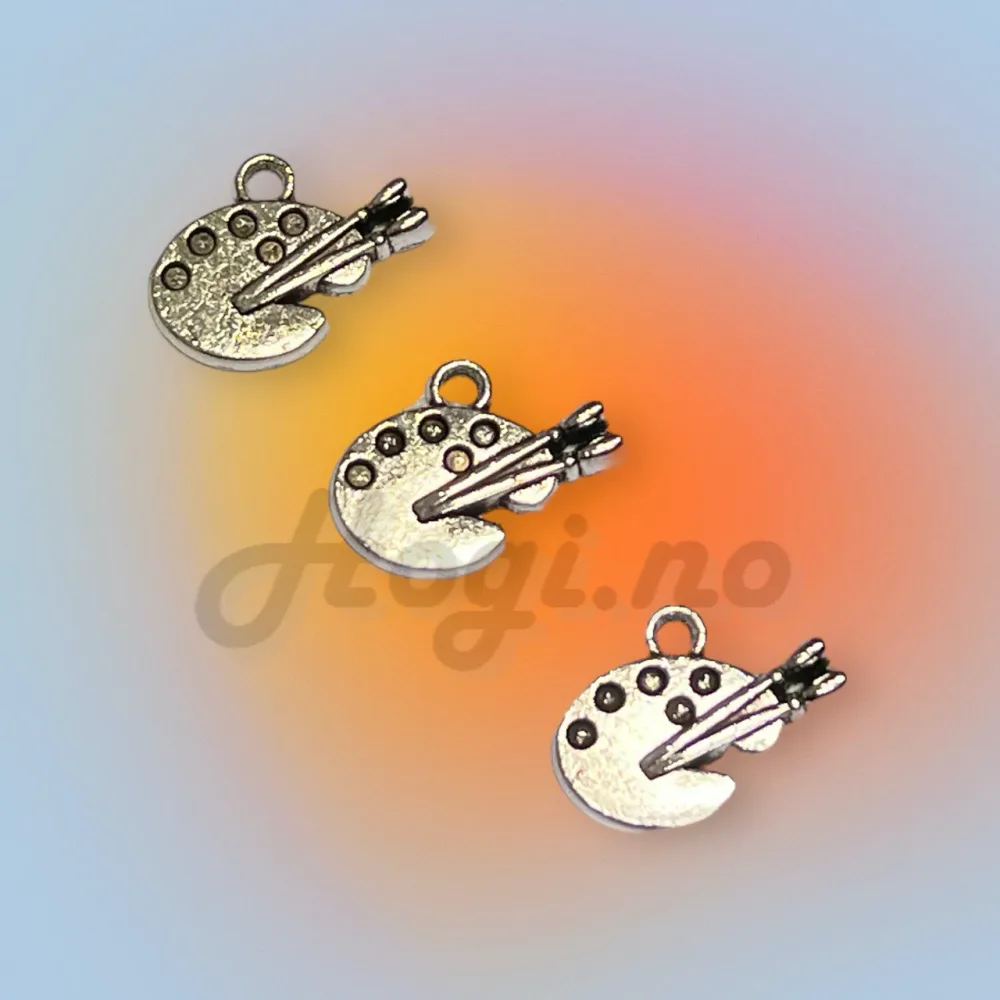Charms / miniatyr / metallcharms – malepalett / maleskrin / kunstner 5 stk Charms / miniatyr / metallcharms – malepalett / maleskrin / kunstner 5 stk