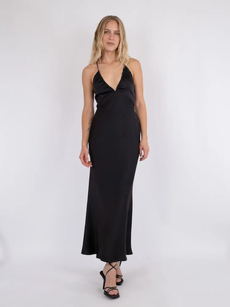 Jolly Heavy Sateen Dress - Black - Bilde 2