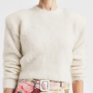Hairy Knit Fitted Sweater – Off White