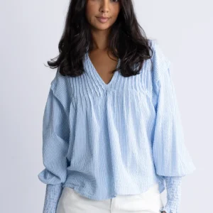 Emma Stripe Blouse – Blue