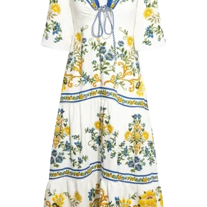 Maxi Dress – Emily Floral Tapestry Off-White