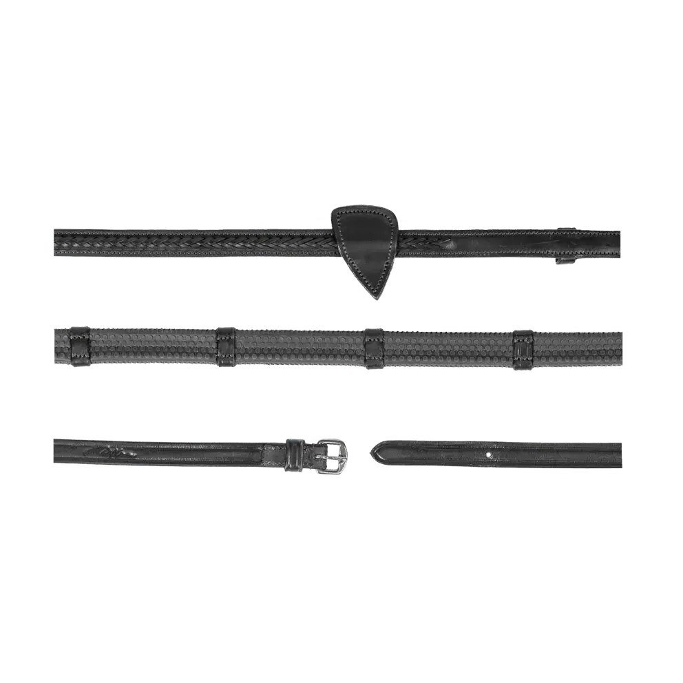 Dyon 13mm Rubber Reins w/7 Leather Loops & Plaited Finish New English Collection - Bilde 2