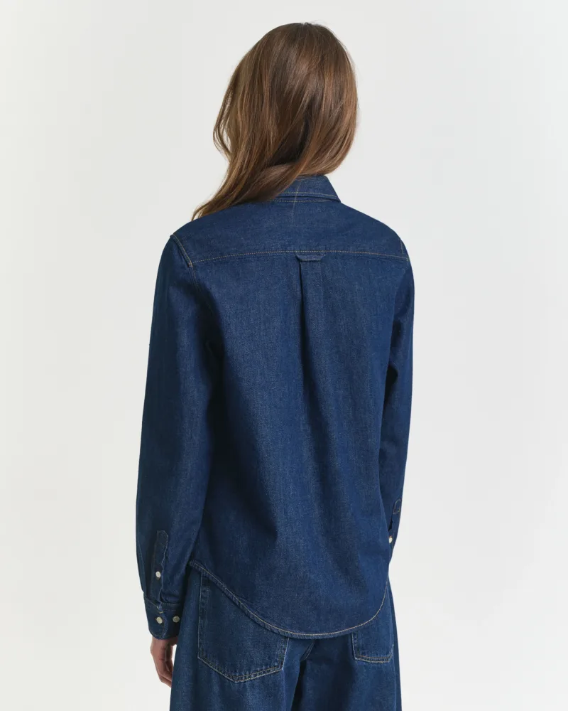 Reg Denim Shirt - Dark Blue - Bilde 3