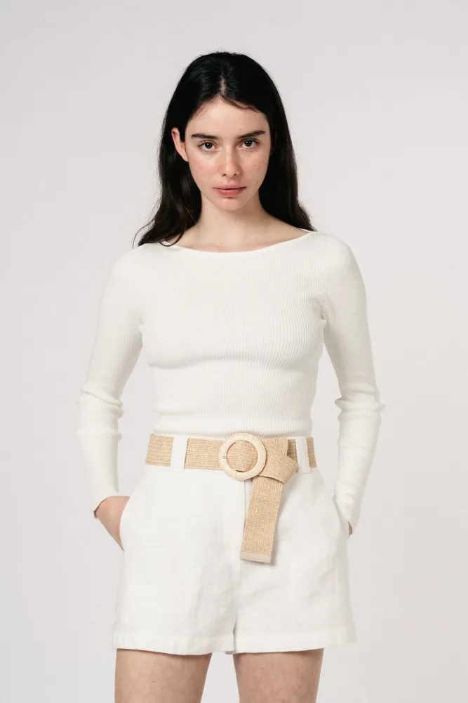 Corine Knit Ls Top - Off White - Bilde 2