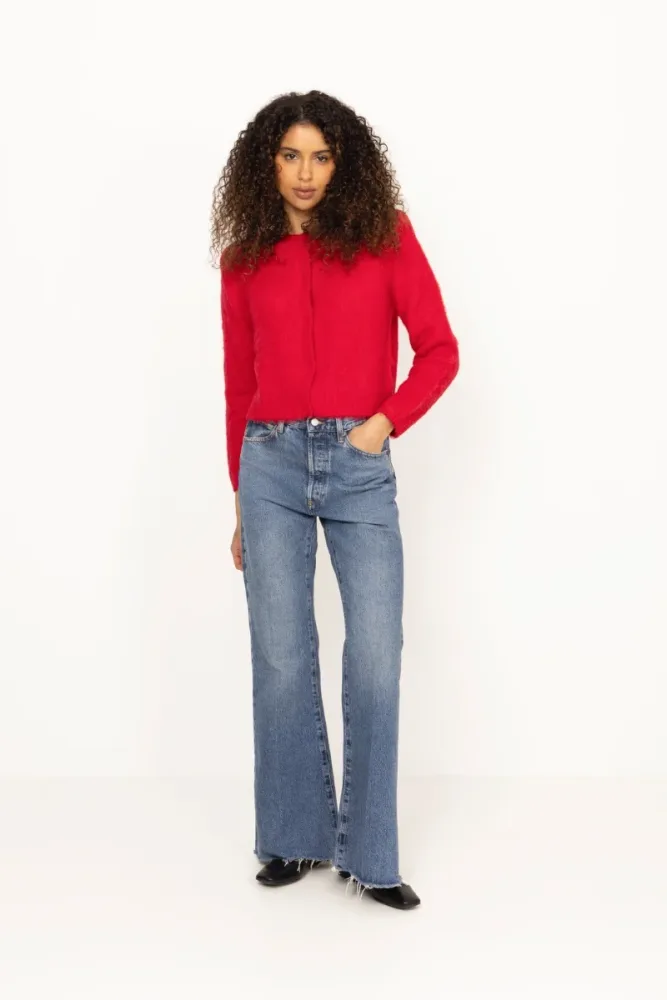 Hairy Knit Jacket - Red - Bilde 2