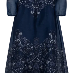 Aspyn Long Dress Silk/Linen – Navy