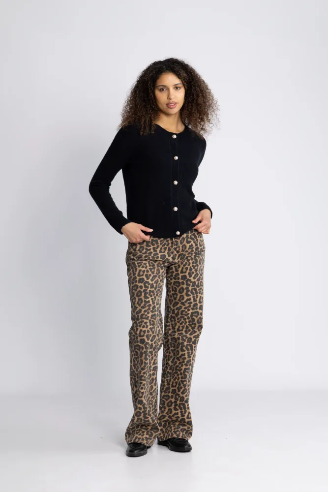 Boucle C-Neck Cardigan - Black - Bilde 3