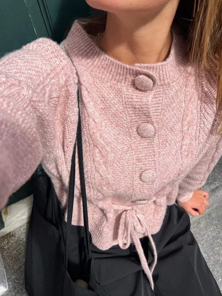 Molina Heavy Knit Cardigan - Rose Melange - Bilde 3