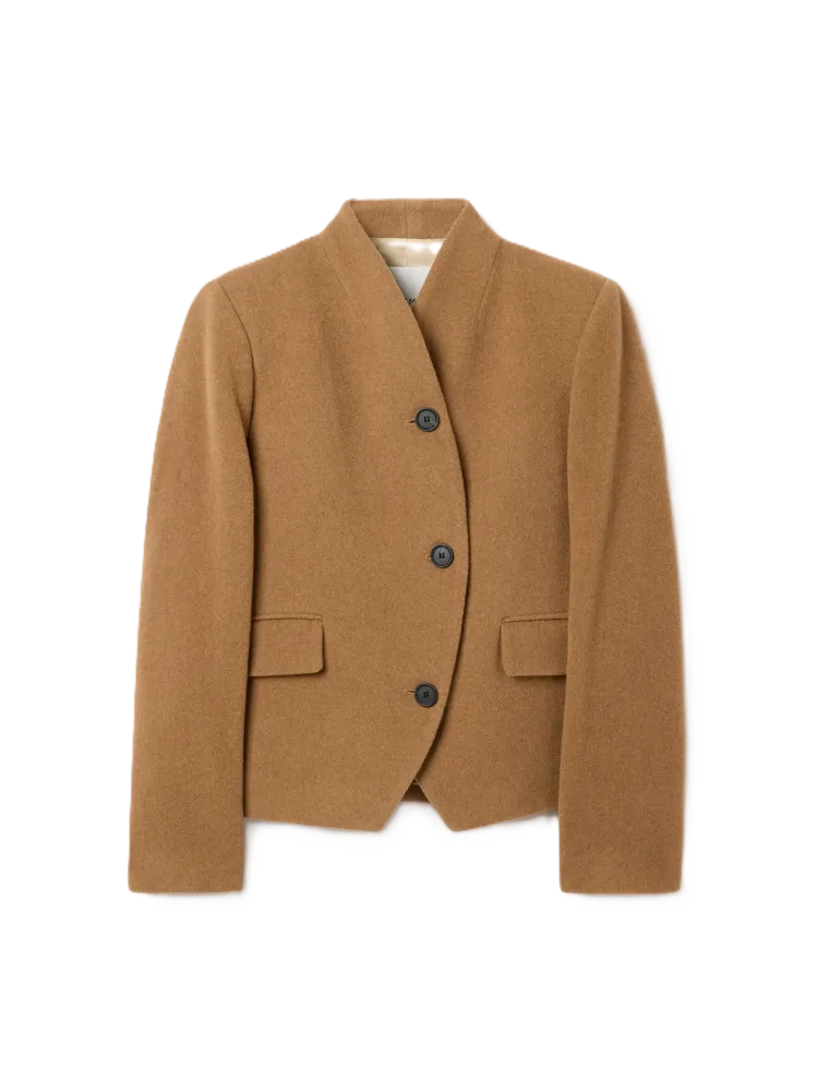 Short Curved Jacket - Camel