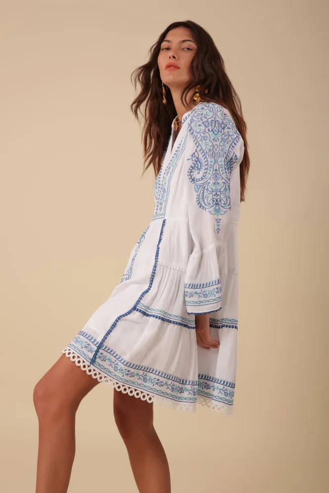Isabel Dress Embrodery - Blue - Bilde 3