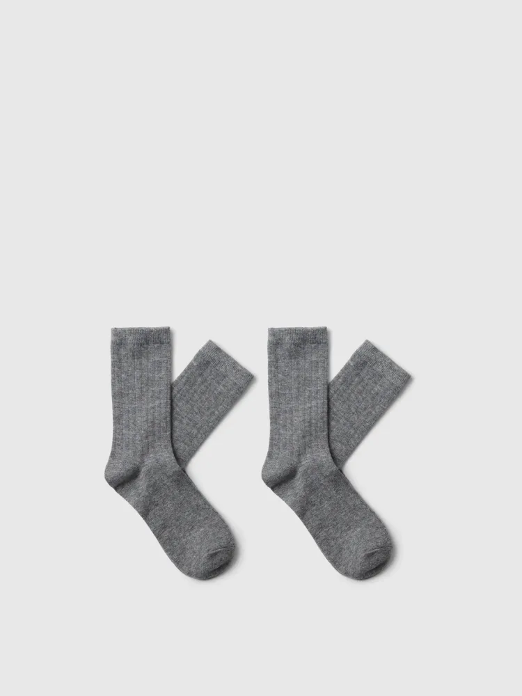 Bobby 2-Pack Wool Blend Sock - Medium Grey Melange