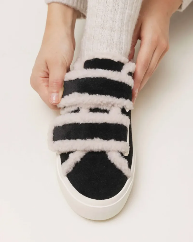 Shearling Low Velcro - Black - Bilde 3