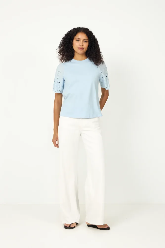 Yaslex Ss Top W. Emb Sleeves - Skyway - Bilde 2