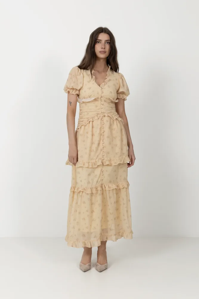 Arielic Long Dress - Yellow Flower Print - Bilde 2
