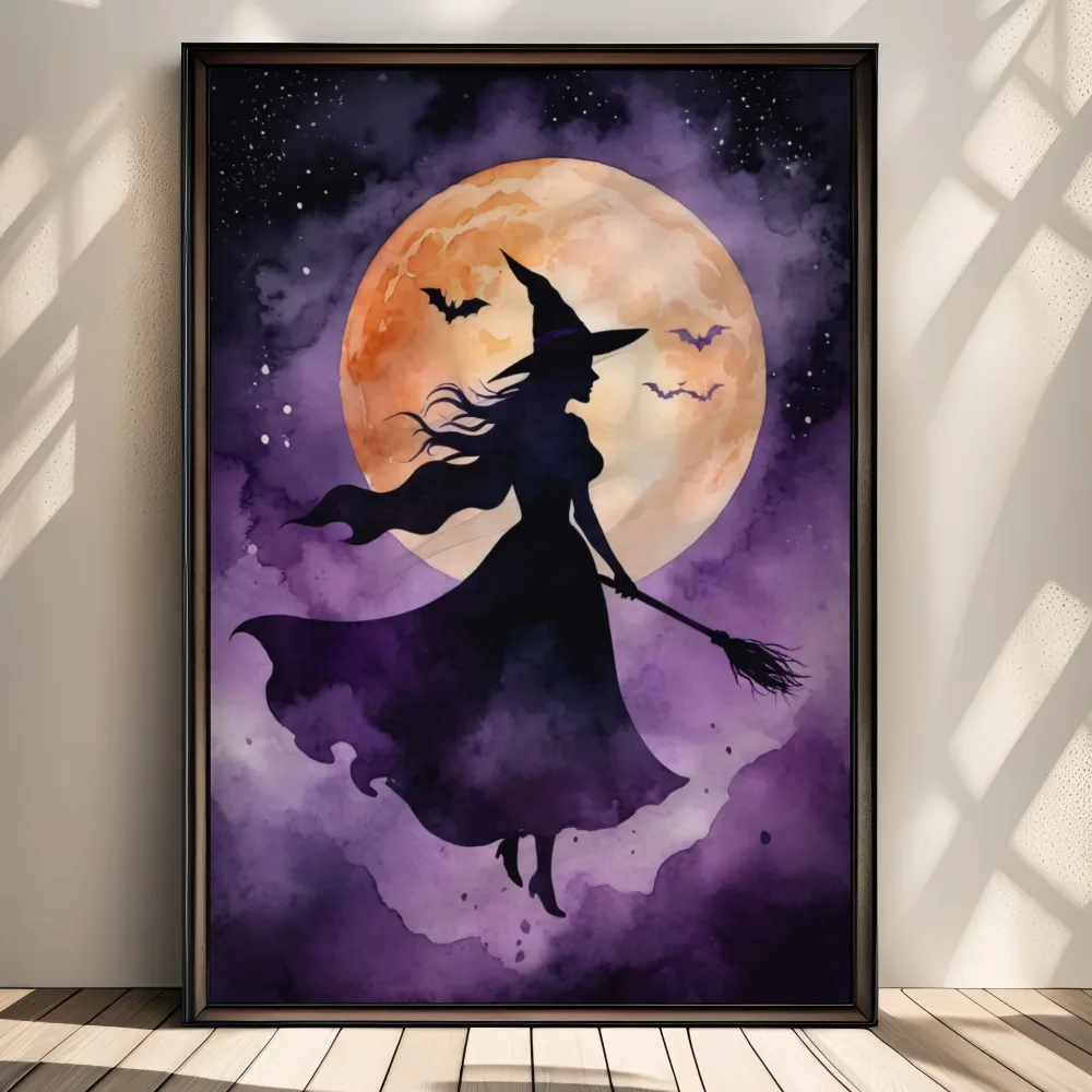 MOONLIGHT FLIGHT - HALLOWEEN ART POSTER - Bilde 2