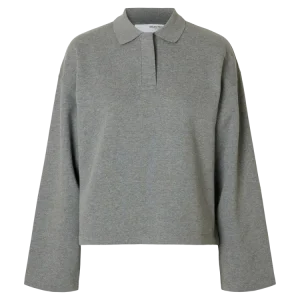Ari Gia Ls Polo Sweat – Medium Grey Melange