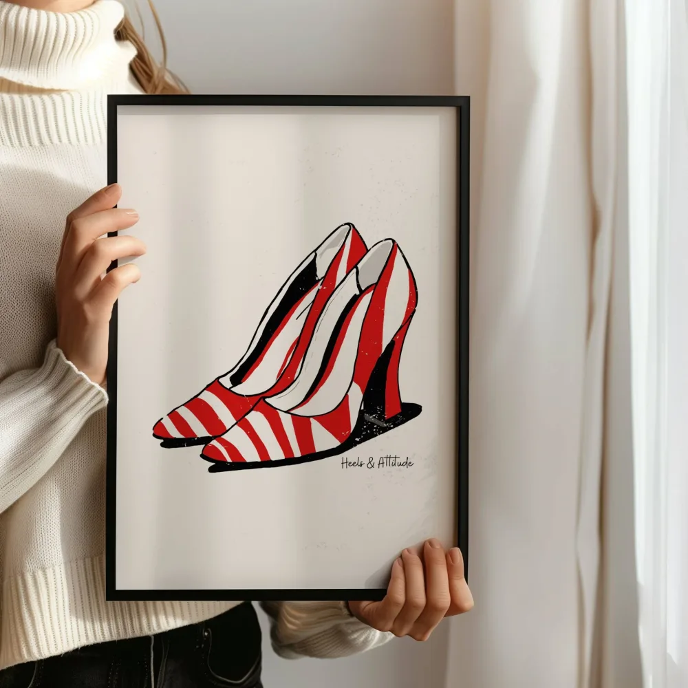 STRIPETE STILETTER - KUNSTPLAKAT - Bilde 3