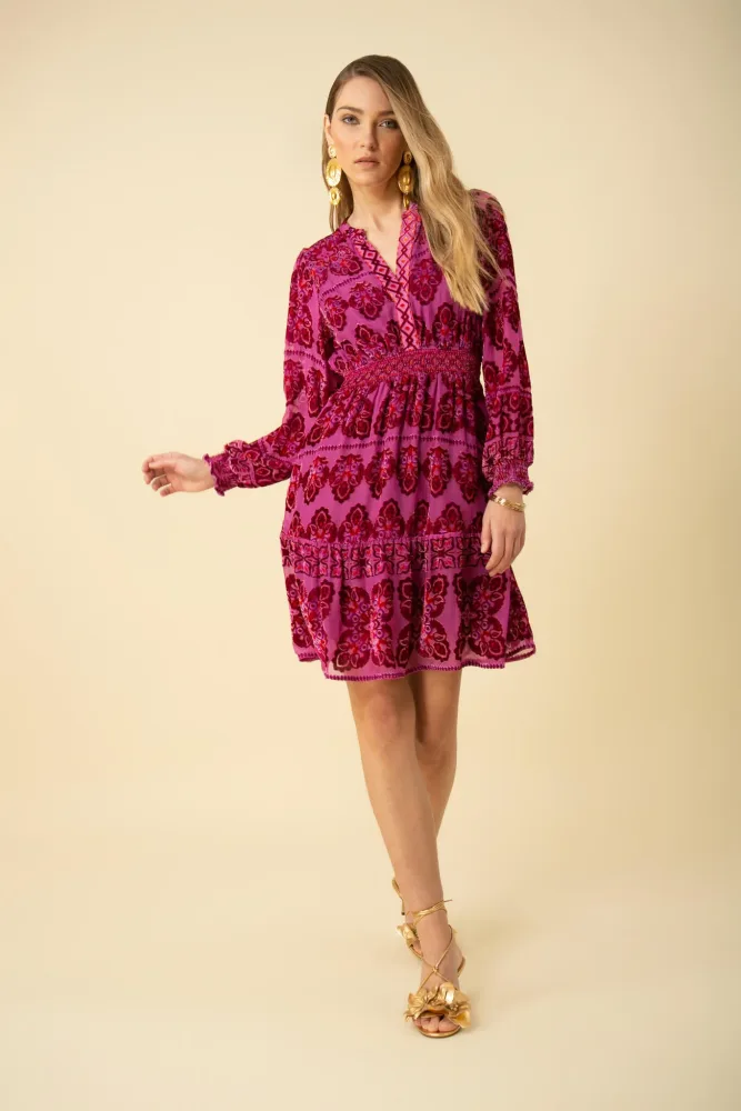 Camila Dress Velvet Burnout - Rose - Bilde 2