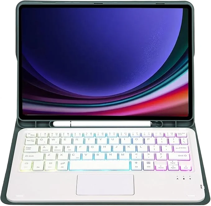 Farget bakbelyst Bluetooth-tastatur i lær med nettbrettdeksel og pennholder for iPad Pro 12,9 2015/2017 - Bilde 2