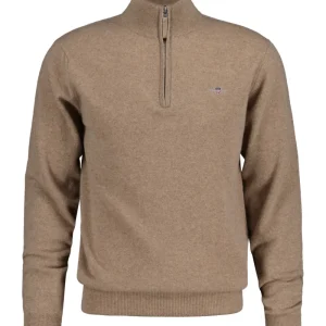 Superfine Lambswool Half Zip – Dark Sand Melange