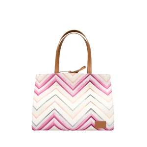 Tote Medium – Canvas Stampato Rosa/Corda
