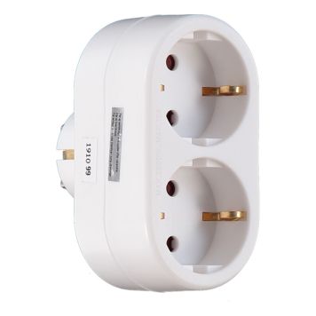 FORGRENINGSKONTAKT VOLTOMAT 2 SCHUKO 250V HVIT FORGRENINGSKONTAKT VOLTOMAT 2 SCHUKO 250V HVIT
