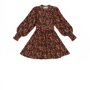 Baby Cord Belt Dress – Dark Blossom