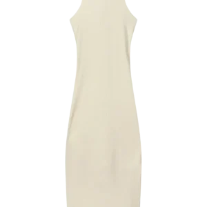 Twisted Back Rib Dress – Cream