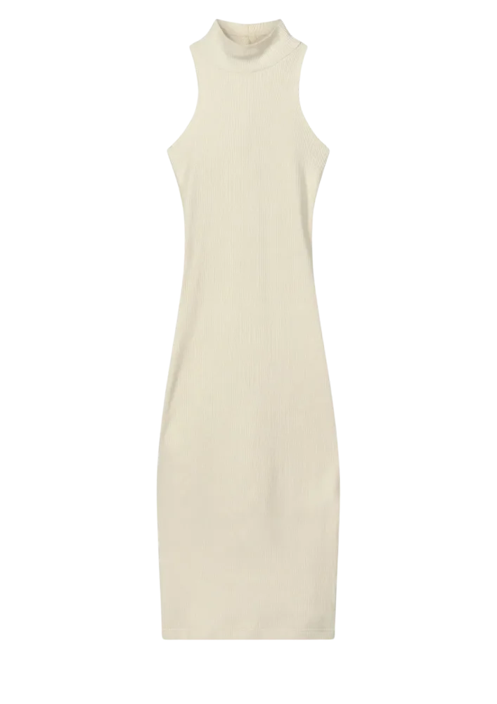 Twisted Back Rib Dress - Cream