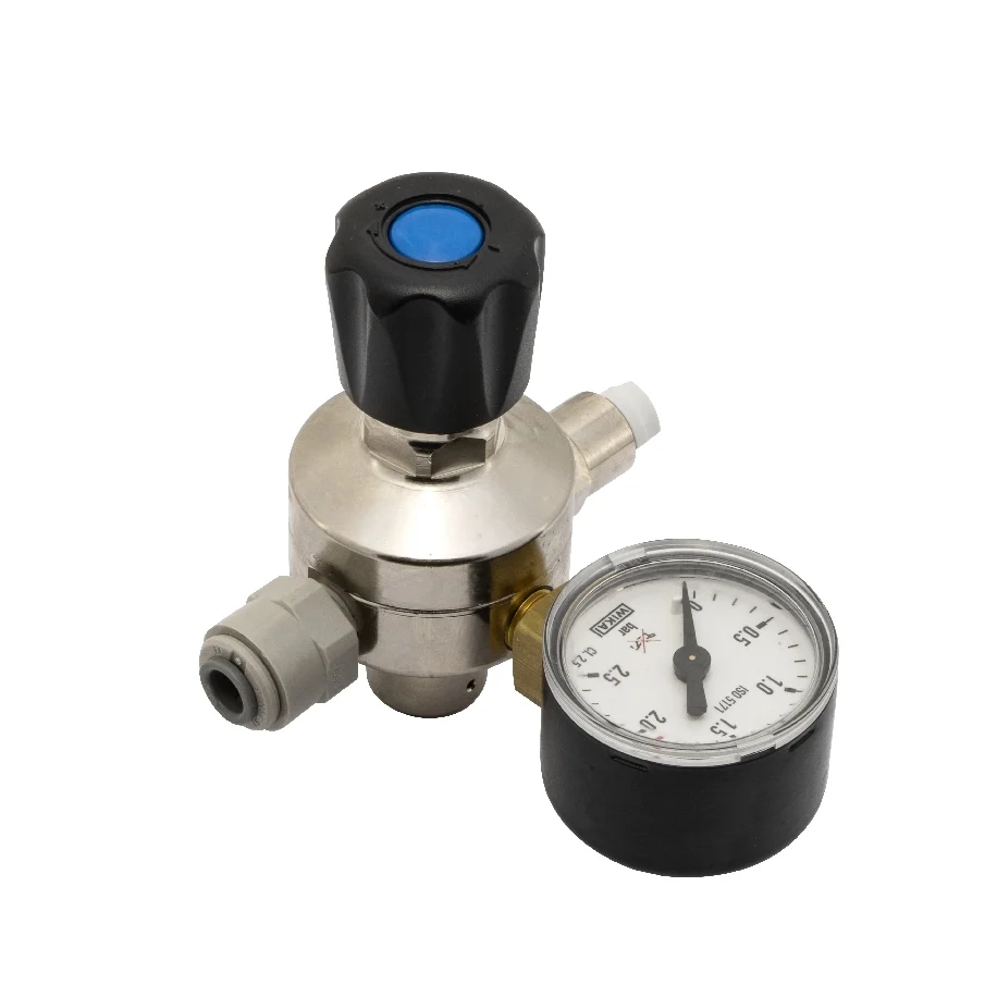 Oxyturbo Minor O2 - oksygen regulator med manometer og 1/4" John Guest tilkobling