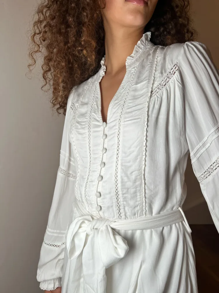 Ditte Satin Dress - White - Bilde 3