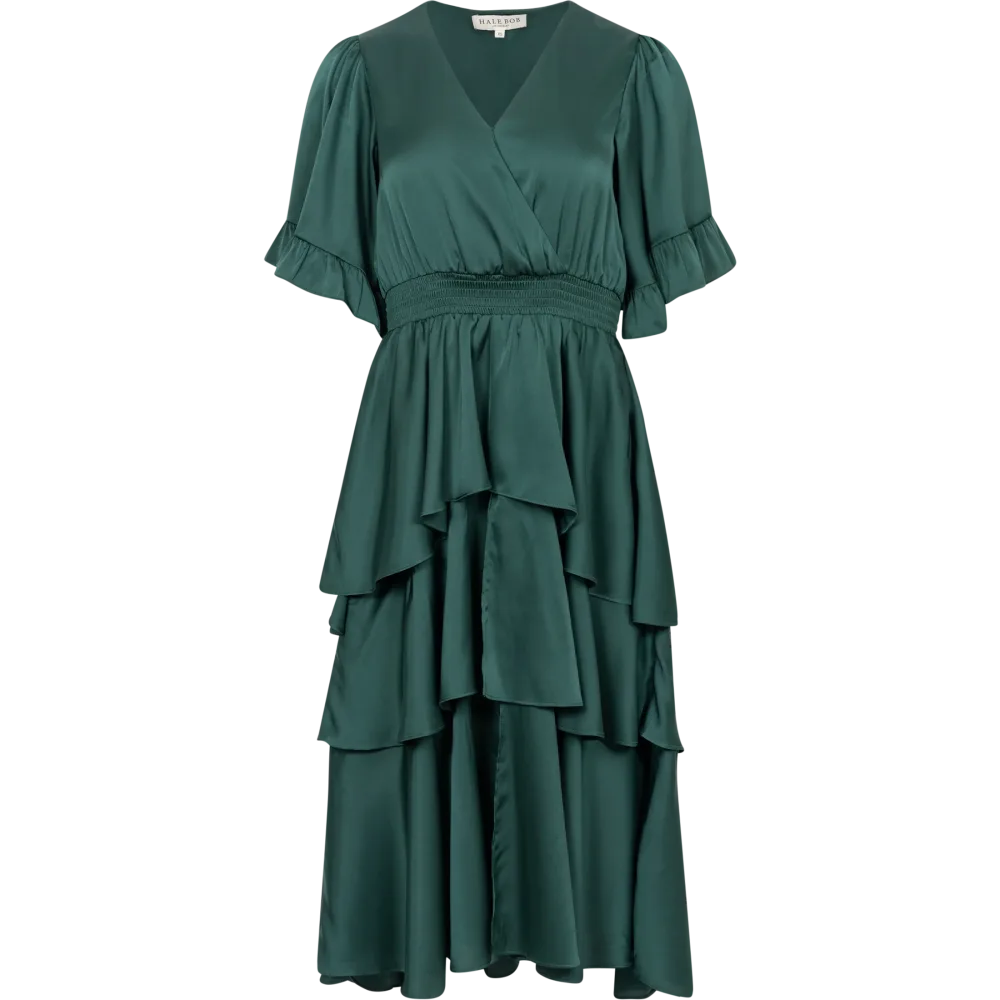 Joy Dress Solid W Tiered Skirt - Green