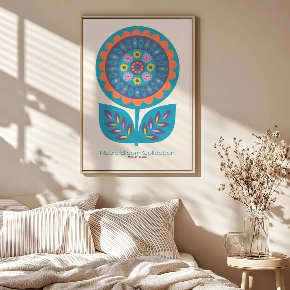 Midnight Bloom – Retro blomsterplakat - Bilde 2