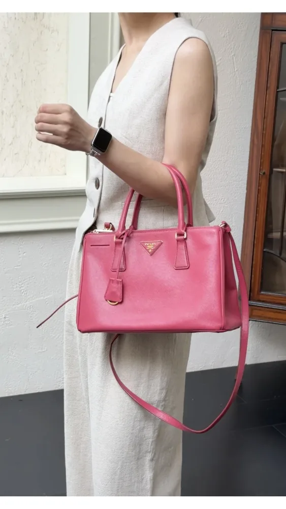 Prada Galleria Double Zip Saffiano Lux Tote - Pink - Bilde 3