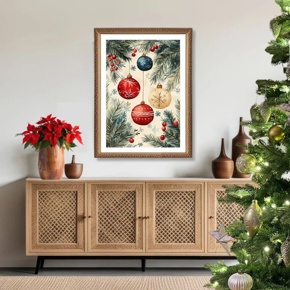 VINTAGE JUL - NOSTALGISKE JULEKULER No5 - PLAKAT OG LERRET - Bilde 2