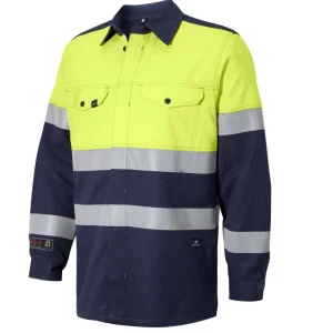 ARBEIDSSKJORTE FLAMMEHEMMENDE VARSEL PARVOTEX 969-1 KL. 1 GUL/MARINBLÅ ARBEIDSSKJORTE FLAMMEHEMMENDE VARSEL PARVOTEX 969-1 KL. 1 GUL/MARINBLÅ