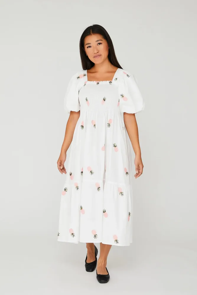 Cheri Fruit Dress - White/Pink - Bilde 2